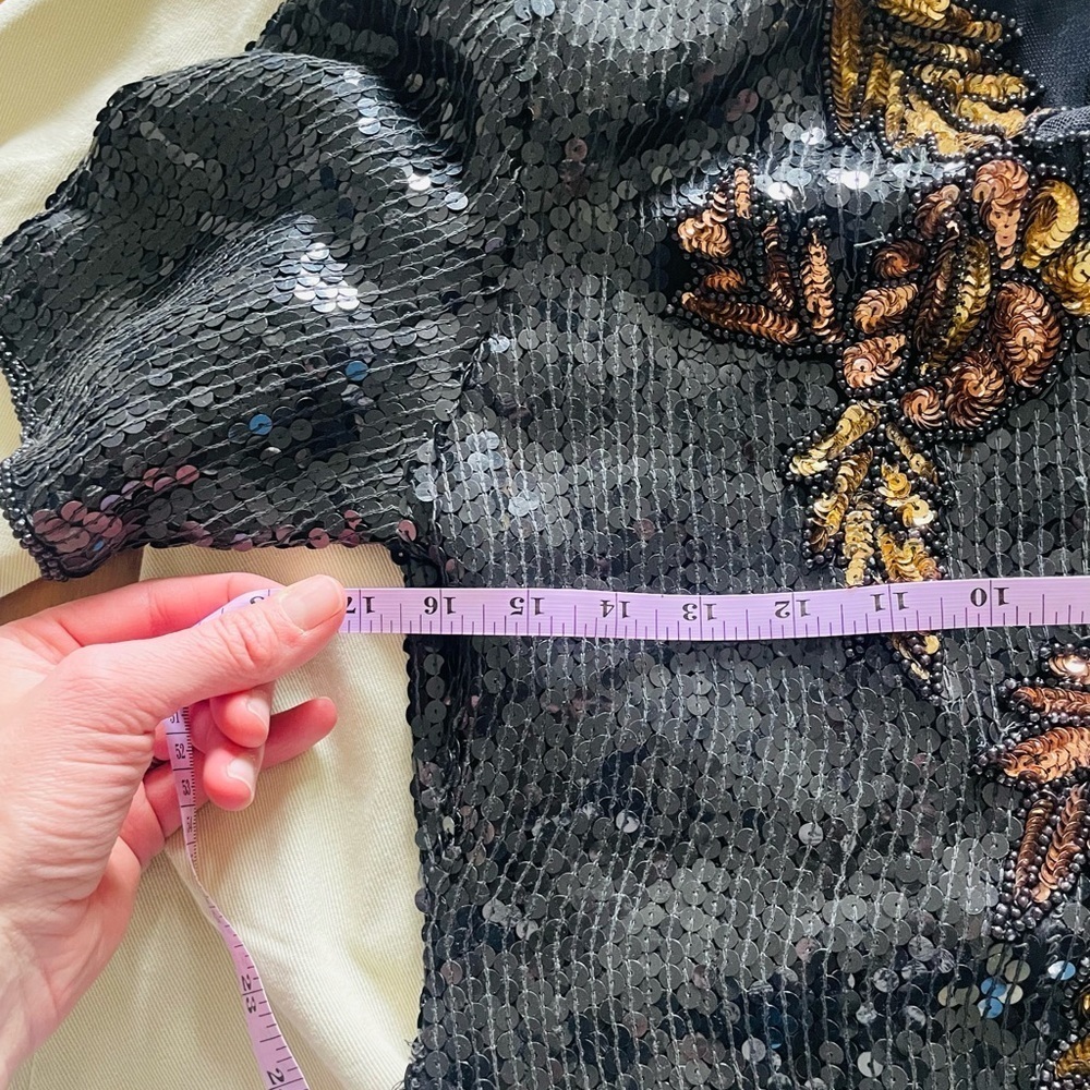 Vintage Stinay 100% Silk Beaded Sequin Top - Picture 9 of 12